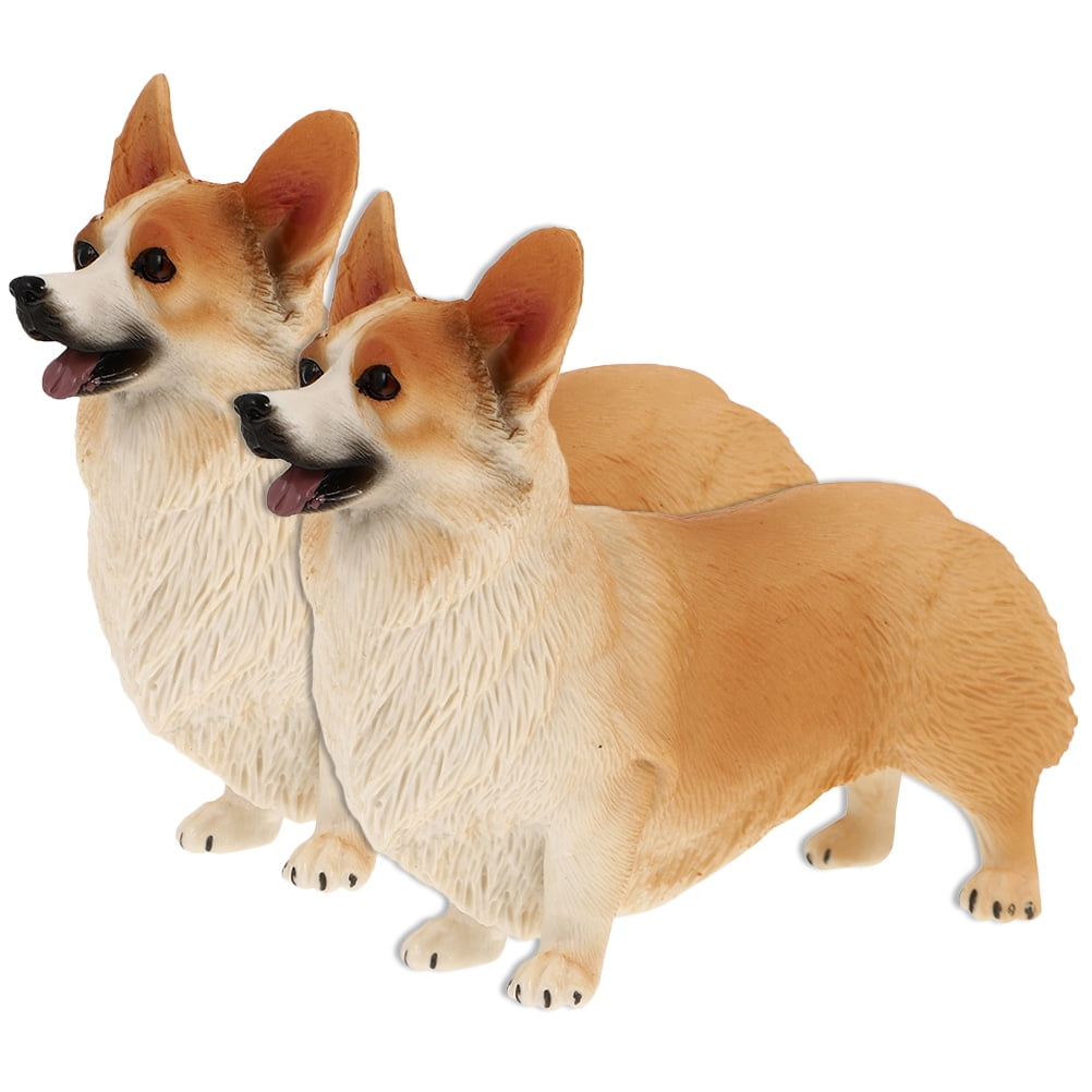 2 Pcs Home Decor Cutainsforbedroom Cute Corgis Dog Figure Tabletop Dogs ...