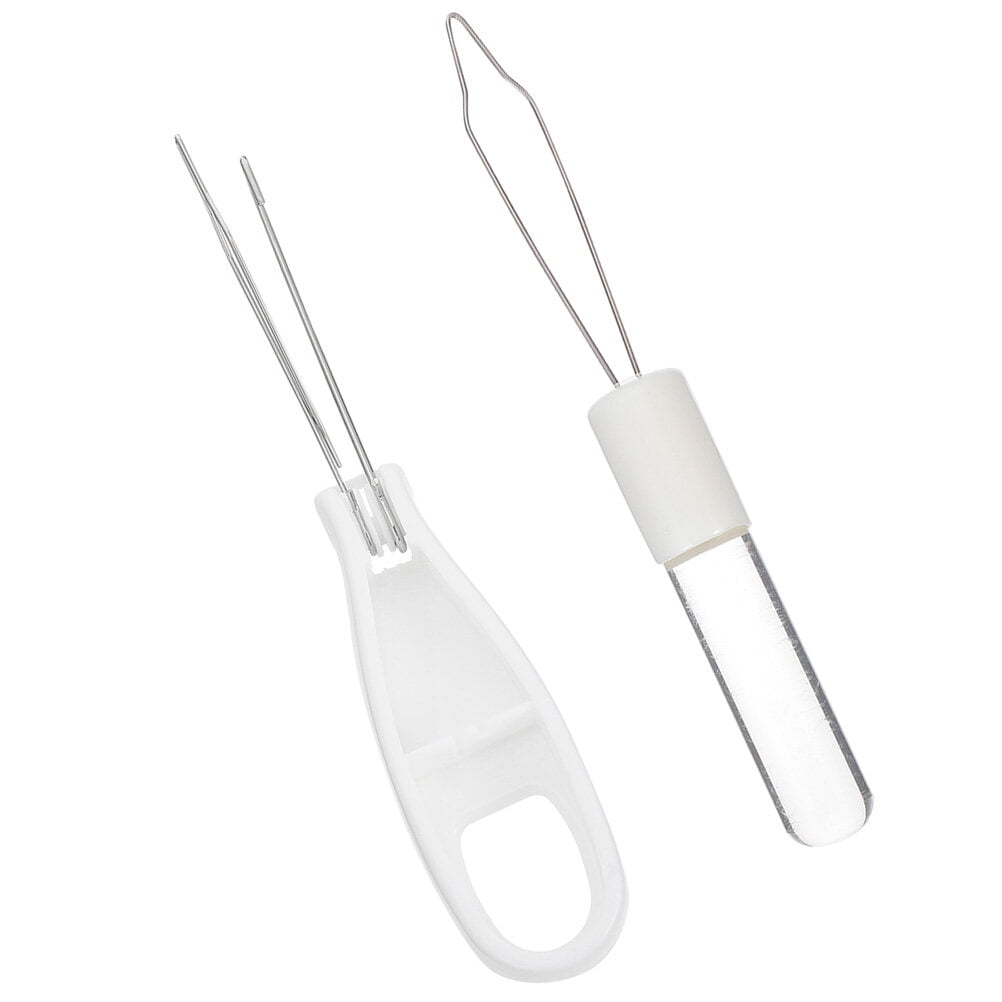 2 Pcs Hook Dressing Aid Assist Tool Button Helper Convenient Coat Zipper Puller Grip Manual up Acrylic White Steel