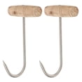 thumbnail image 1 of 2 Pcs Hook Meat Hooks Butcher Processing Ordinary Stainless Steel Wood, 1 of 6