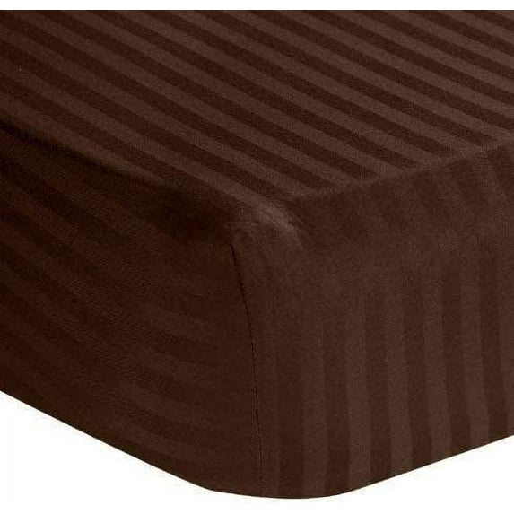2 Pcs Hospital Fitted Bed Sheet – 600TC & Deep Pocket of 6 Inch – 100% Egyptian Cotton (One Fitted Sheets and One Pillowcase) for Hospital Beds - Chocolate Stripe, Full-XXL Size (54" x 84")