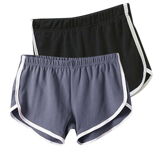 2 Pcs Hot Shorts Womens Summer Casual Exercise Biker Shorts Drawcord Elastic Waist Running Active Yoga Shorts (L, Army Green #B)