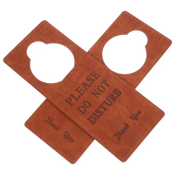 2 Pcs Hotel Room Door Sign Plush Pendants Chain Stickers Favor Brown