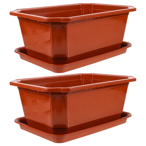 2 Pcs Household Flowerpot Rectangular Plant Planter Pots Indoor Office