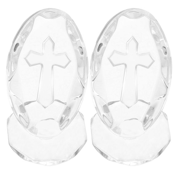 OULII Crystal Christianity Sign Statue Transparent 2Pcs 1.97X1.10X1.10In