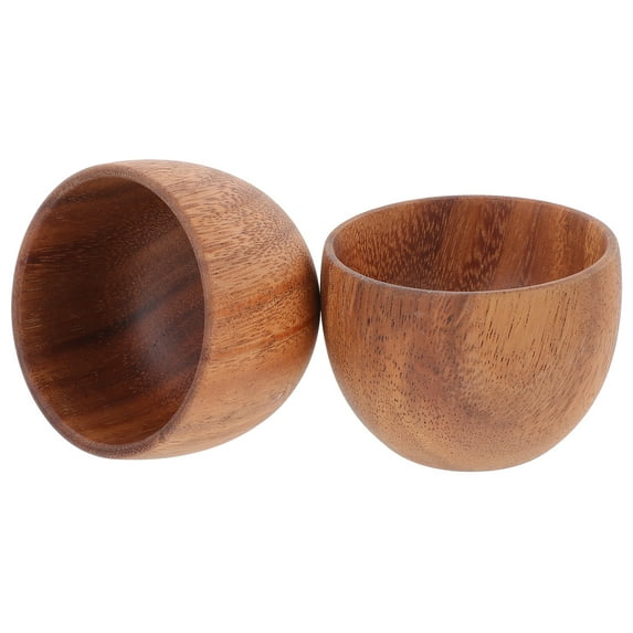 2 Pcs Household Wooden Bowl Decorative Bowl Salad Bowl Small Wood Bowl Bowl Small Wooden Bowl