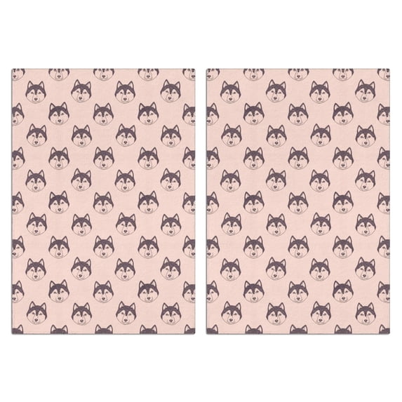 2 Pcs Husky Head Pink Pattern Funny Kitchen Towels, Microfiber Dish Towels, Kitchen Tea Towels Set 18" X 26"