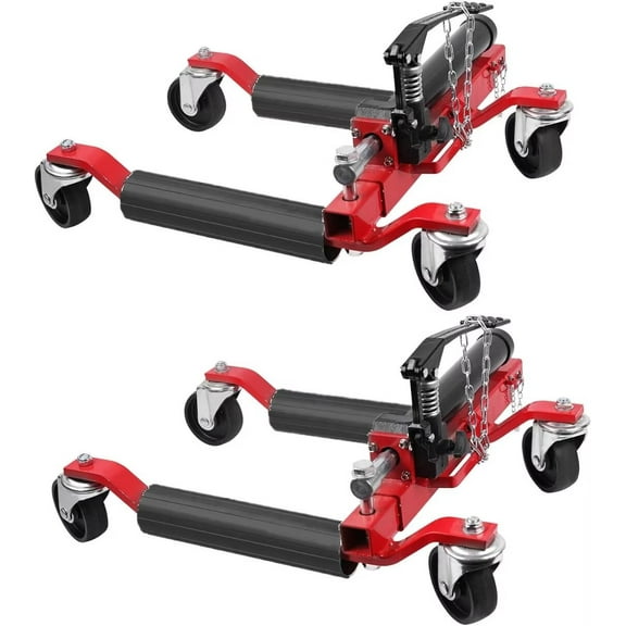 2 Pcs Hydraulic Car Wheel Dolly Jack, 1500LBS Heavy Duty Rollers with Foot Pedal for Truck RV Trailer Auto Tire Repair Moving