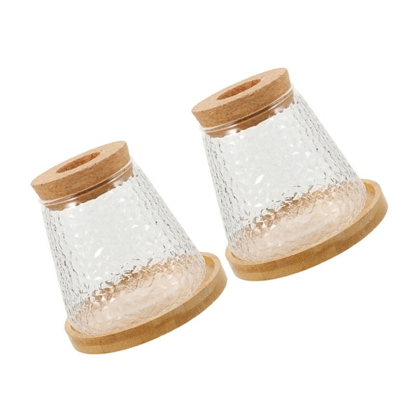Glass Plant Jar with Wood Lid for Hydroponic Plants and Home Decor 2pcs