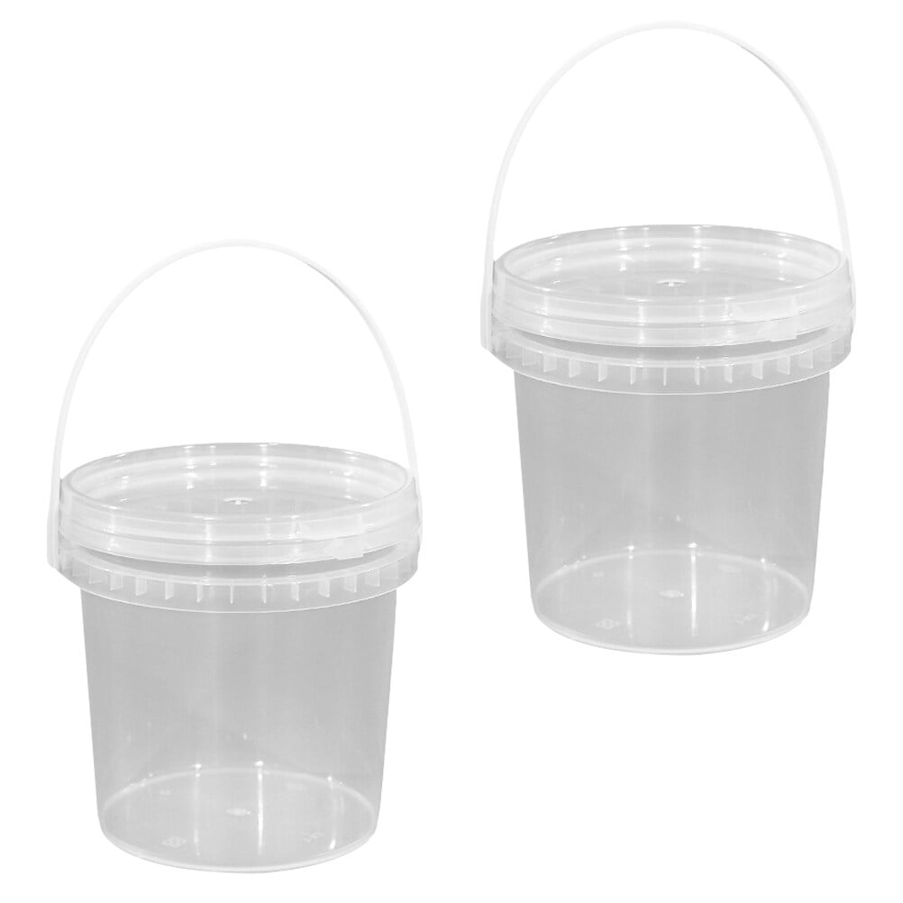 2 Pcs Ice Cream Bucket Freezing Clear Mini Fridge Plastic Tub with Lid