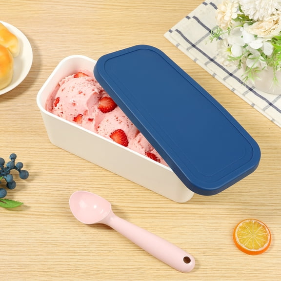 2 Pcs Ice Cream Container,2L Airtight Freezer Storage Tub with Scoop,Multi Purpose Food Storage Box with Lid for Homemade Ice Cream Desserts