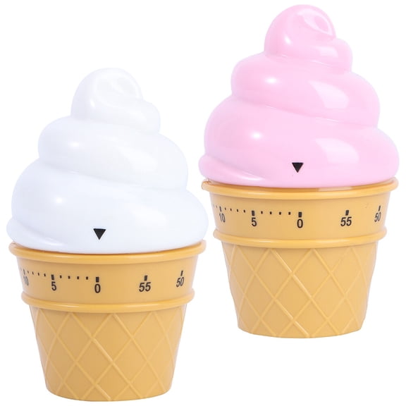 2Pcs Cartoon Mechanical Timer Plastic 60 Minutes Countdown Clock Ice Cream Timer
