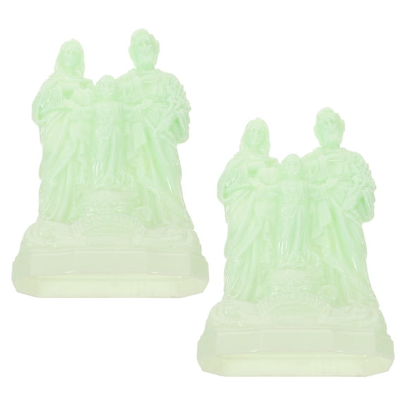 2 Pcs Imitation Jade Statue of The Holy Family Mother