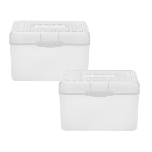 2 Pcs Index Card Holder Plastic Card Box Index Card Box Organizer Case Flash Note Card Holder Storage File Box Organizer Case Index Card Holder Box, 5.71x3.35x3.54 Inch, White