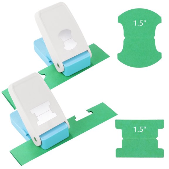 2 Pcs Index Tab Punchers, 1.5 In, 2 Shapes DIY Label Tag Paper Cutters, Handheld Folder Punches for Crafting, Scrapbooking, Card Making