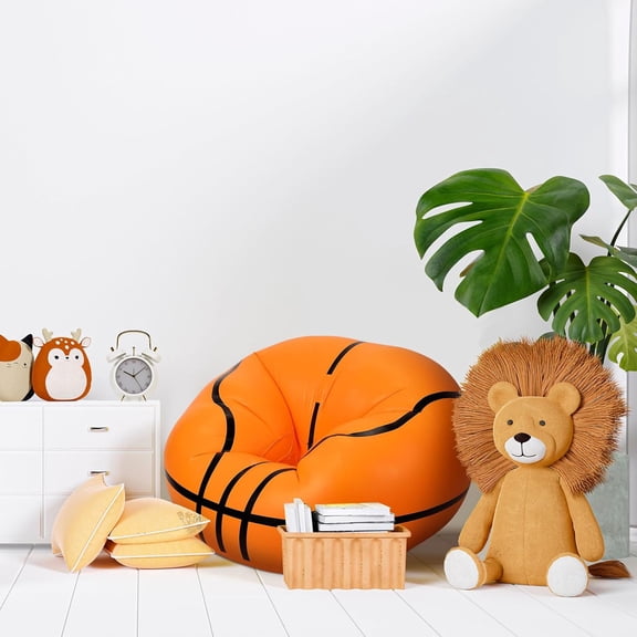 2 Pcs Inflatable Bean Bag Chair Basketball Beanbags 43in Inflatable Sofa Sports Ball Household Lazy Chair PVC Air Cushion Sofa for Living Room Balcony Garden Camping Hiking