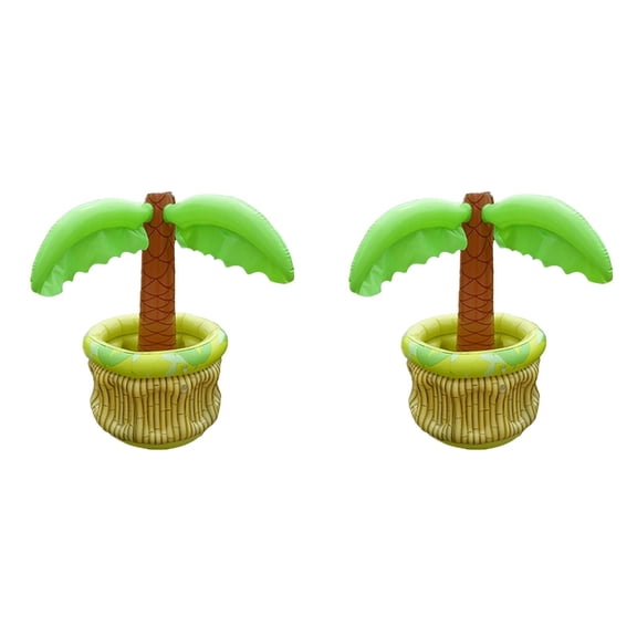 2 Pcs Inflatable Palm Tree Cooler 27.56 x 23.62 Inch, Inflatable Drink Holder for Summer Pool, Blow Up Palm Tree Cooler for Luau Hawaiian Tropical Party Decorations