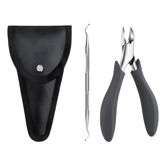 2-Piece Professional Pedicure Set, Heavy Duty Stainless Steel Nail Clippers & Lifter, for Thick or Tough Nails, Includes Leather Case, 5.1 Inch