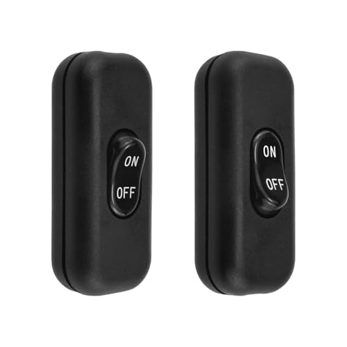 2 Pcs Inline Cord Switch,AC 250V 6A On/Off Lamp Control Button,Appliance Rocker Switches for Appliance or Bedroom Table Lamp Desk Black