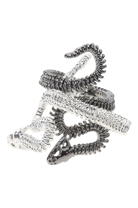 2 Pcs Ins Cold Wind Niche Snake Bone Ring Vintage Adjustable Open Ring Personalized Fashion Ring Unisex Jewelry