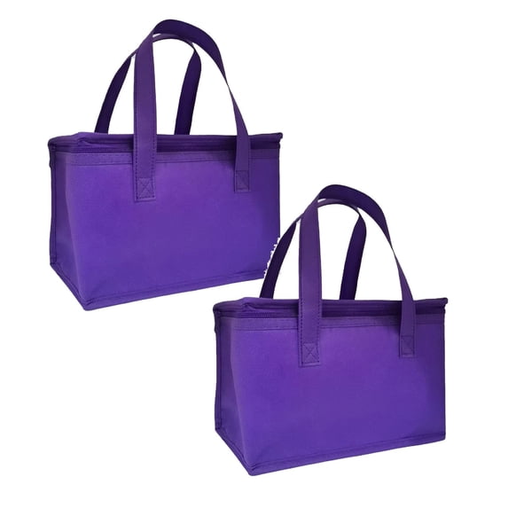2 Pcs Insulated Food Delivery Bag Reusable Insulated Grocery Bag Leak Proof Durable Cooler Bag, Insulated Shopping Bags Travel Cooler Bag for Hot & Cold Food, Pizza, 10.02"x5.51"x6.69", Pp