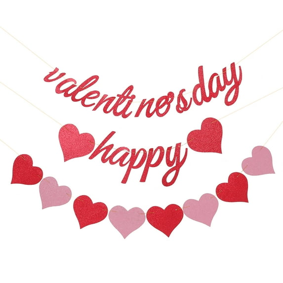2 Pcs Interesting Photo Props Practical Party Decorations Creative Pull Flags Heart Red