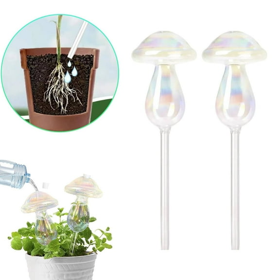2 Pcs Iridescent Glass Watering Balls, Glass Rainbow Plant Watering Globes, Self Watering Planter Insert,Automatic Plant Waterer Indoor, Plant Watering Devices,Plant Water Globes, Watering Bulb