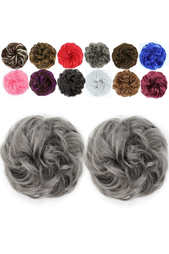 2 Pcs Iridescent Messy Bun Hair Piece Wavy Curly Scrunchies, Easy And Comfortable To Wear, High Quality, Suitable For Everyone