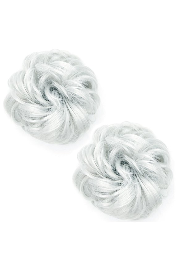 2 Pcs Iridescent Messy Bun Hair Piece Wavy Curly Scrunchies, Easy And Comfortable To Wear, High Quality, Suitable For Everyone