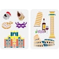 thumbnail image 1 of 2 Pcs Italian Landmarks Large Stencil 8.3x11.7" Venice Pattern Painting Stencil Roman Colosseum Stencil Leaning Tower of Pisa Stencil Pizza Wine Template for DIY Project Airbrush Crafts, 1 of 7
