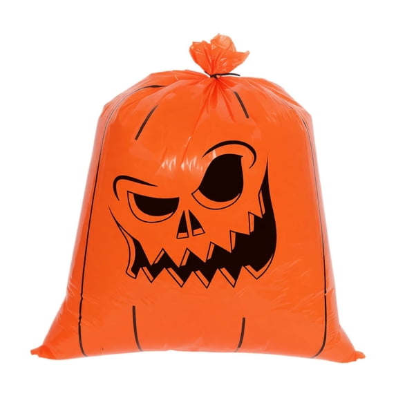 2 Pcs Jack O Lantern Pumpkin Leaf Collection Bags Reusable Plastic Tote for Yard Fall Cleanup Halloween Party Favors (Black)