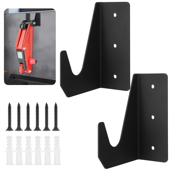 2 Pcs Jack Stand Wall Mount, Heavy Duty Floor Jack Wall Mount, Metal Jack Stand Storage Rack, U-shaped Garage Wall Mount Organizer for Most Horizontal Hydraulic Jacks