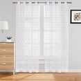 thumbnail image 1 of 2 Pcs Jacquard Tulle Window Curtains, Faux Linen Textured Solid Grommet Voile Sheer Curtains, 1 of 8