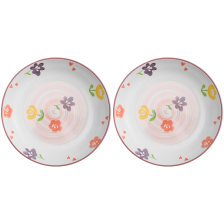Ceramic Plates Japanese Style Violet Floral Dessert Dinner Plates Set, 2 Pcs 7.1 x 1.6 in Multifunctional Use tableware