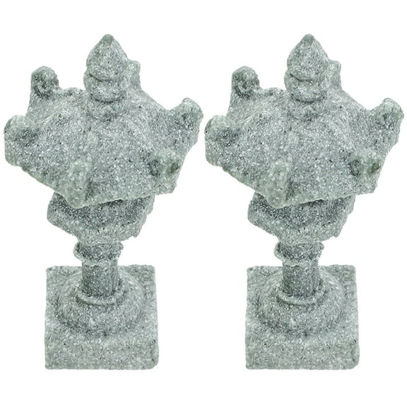 FUEENIRVA 2Pcs Compact Grey Stone Ornament for Patio Yard and Garden Decoration