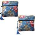 thumbnail image 1 of 2 Pcs Jewelry Purse Pouch Chinese Style Embroidered Gift Bags Zipper Jewelry Bag Gift Pouch with Tassel Coin Bag Organizers Pocket for Jewelry Storaging, 1 of 7