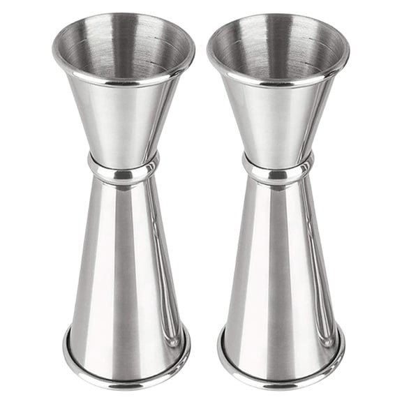 2 Pcs Jigger for Bartending, Cocktail Jigger 2 Oz 1 Oz , Bar Accessories, Cocktail Measuring Cup, Silver