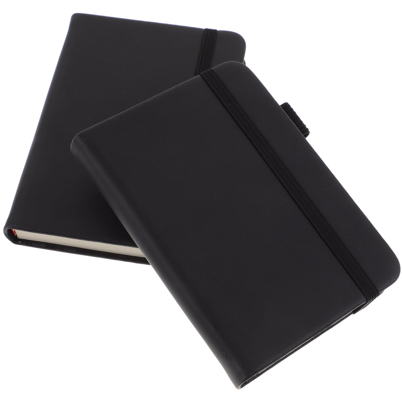2 Pcs Journal Small Notepad Pocket Size Mini Notebooks Leather Horizontal Grid Office+supplies Ruled Hardcover
