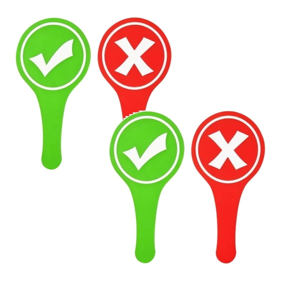 2 Pcs Judging Board Handheld Yes No Voting Paddle Right and Wrong Card Portable True False Sign Boards Voting Paddles Yes or No Answer Paddle for Event Games Activities, 3.94"x7.87", Red&Green