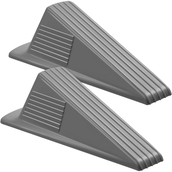 2 Pcs Jumbo Door Stoppers Heavy Duty Door Stopper Tall up to 2inch Tall Wedge TPR Large Wedge Stackable Big Rubber Doorstop for Hotel Carpet Hardwood Concrete and Tile (Gray)