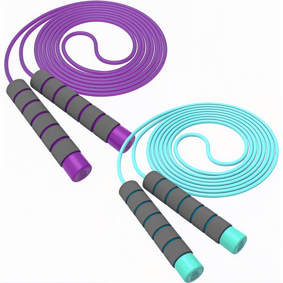 2 Pcs Jump Rope, Adjustable Soft Skipping Rope with Skin-Friendly Foam Handles for Boys, Girls, Women, Men