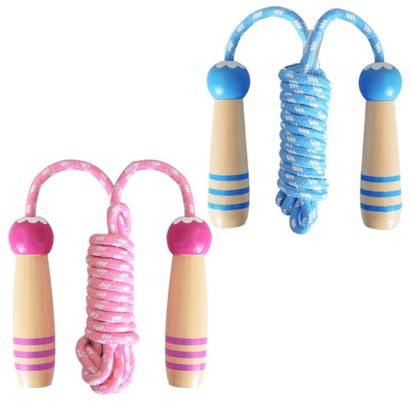 2 Pcs Jump Rope for Kids Adjustable, Kaolary Kid Jump Ropes for Girls Boys Skipping Rope for Kids with Wooden Handle Cotton Braided Outdoor Fun Activity for Exercise Fitness Children Students Preschoo