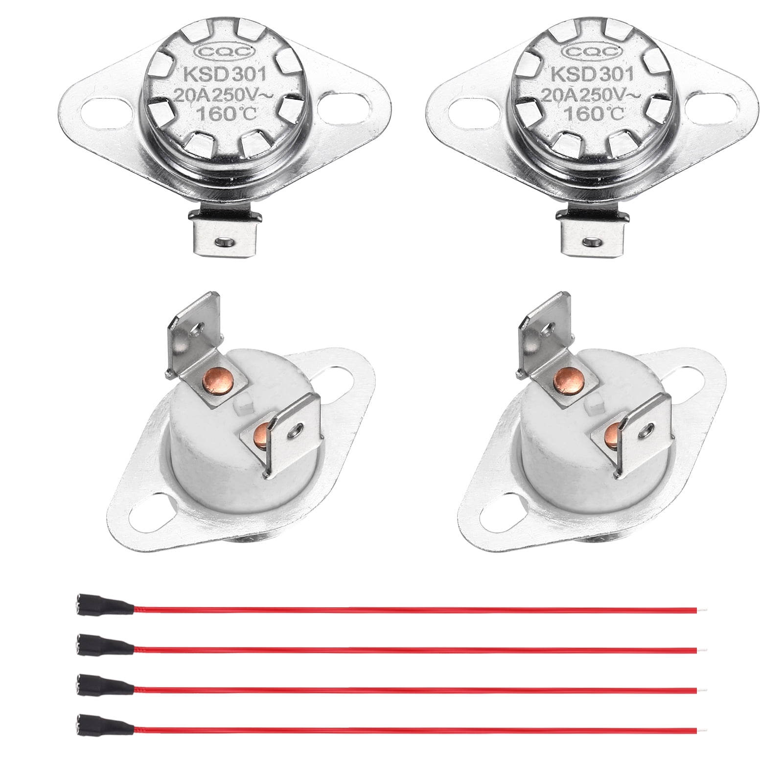 Produktbild von 4x QUARKZMAN KSD301 Thermostat 160°C – NC, 16A, 250V – Temperaturschalter Für Mikrowelle, Backofen, Kaffeemaschine
