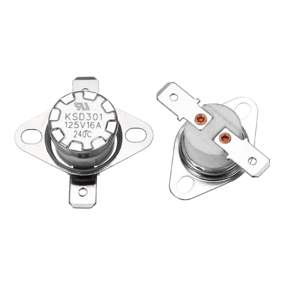 2 Pcs KSD301 Thermostat 240C/464F 16A Normally Closed N.C Adjust Snap Disc Temperature Switch,Ceramic Material