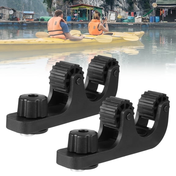 2 Pack Kayak Paddle Holder Clips - Quick-Release Track Mount Accessories for Fishing Rods & Gear, No-Drill Installation for Kayak Rails