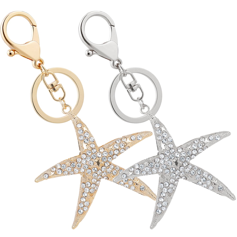 Theme Key Rings 2 Pcs Key Chain Accessories Ocean Theme Keyring Rhinestones Keychain ...