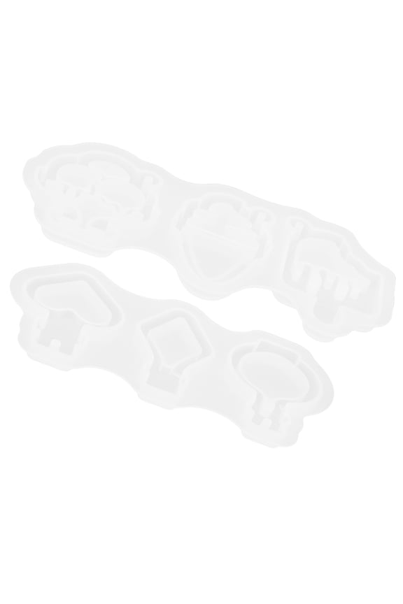 2 Pcs Key Fob Pendant Mold Moving Sand Keychain Molds DIY Rings Making Flexible Silicone Quicksand Animal Round