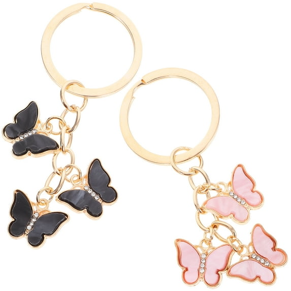 2 Pcs Key Ring Backpack Keychain Key Chains for Kids Butterfly Keychain Backpack Unique Wallet Pink Aluminum Alloy