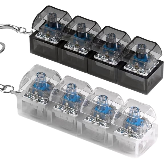 2 Pcs Keyboard Fidget Toy for Adults Fidget Clicker Decompression Fidget Keychain Stress Relief Presents for Adult to Relief Stress Pass The Time(Black and White)