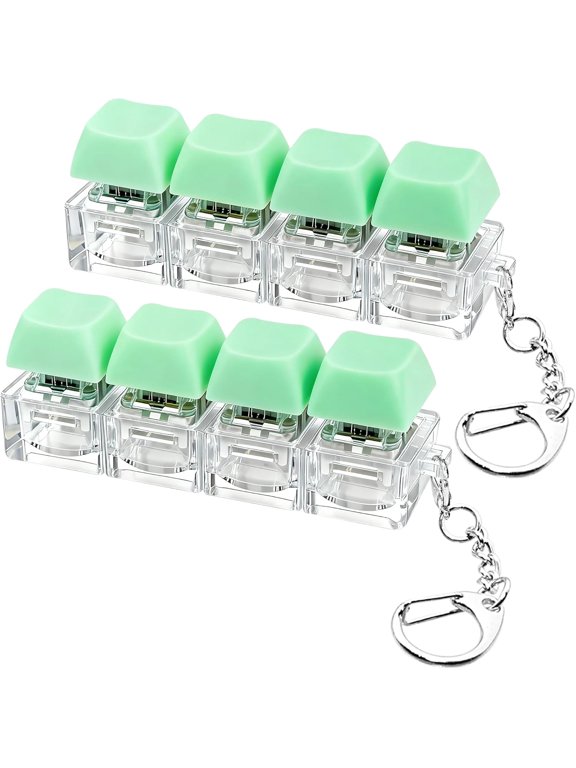 2 Pcs Keyboard Fidget Toy, Keyboard Fidget Keychain 4-in-1 Keyboard Decompression Button Finger Clicker Toys, Button Stress Relief Fidget Gifts for Adult to Relief Stress (Light Green)