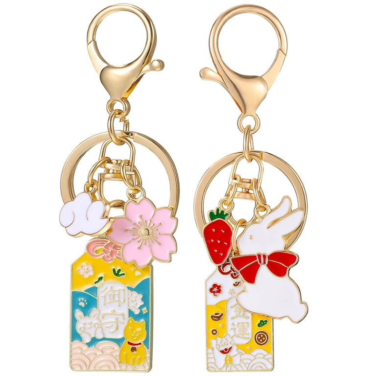 2 Pcs Keychains for Women and Girls Lovely Pendants Key Chains Key Ring  Holders Charms for Bag Purse Backpack 
